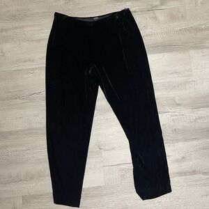 Eileen Fisher Womens XL Black Velvet Straight Leg Pants Side Zip Dress Trousers